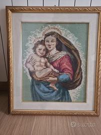 quadro madonna col bambino in punto a croce 