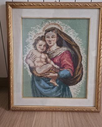 quadro madonna col bambino in punto a croce 