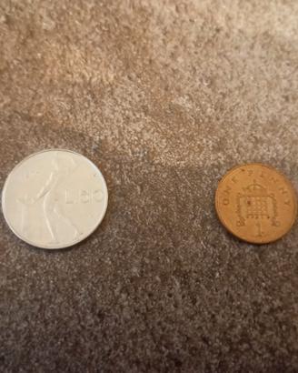 Lotto monete:50 Lire 1977 + 1 Penny UK 2004