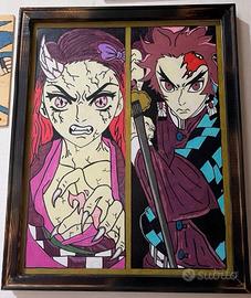 quadro dipinto a mano Demon Slayer pezzo unico