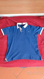 Polo Trussardi blu uomo con dettagli bianchi