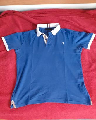 Polo Trussardi blu uomo con dettagli bianchi