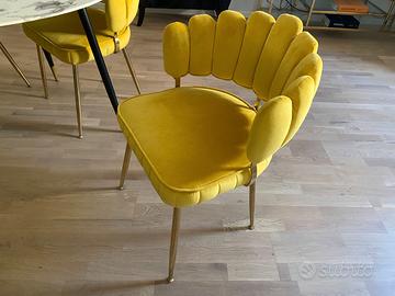 Sedie Giallo Oro in velluto moderne 4 pezzi