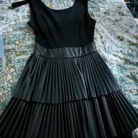 vestito nero gonna in pelle