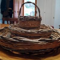 SICILIA Raro triplo cesto intrecciato a mano nuovo