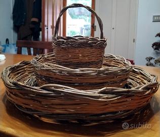 SICILIA Raro triplo cesto intrecciato a mano nuovo