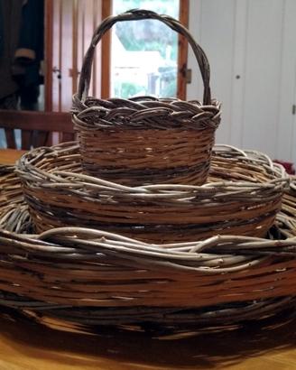 SICILIA Raro triplo cesto intrecciato a mano nuovo