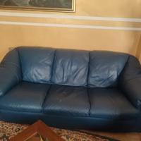 Divani a 3 posti e 2 posti in pelle blu