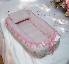Nido riduttore di lettino cielo rosa e beige