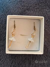 Set collana e orecchini ballerina oro con strass