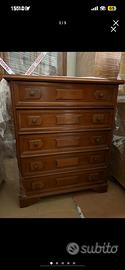 Comodino in legno con 5 cassetti