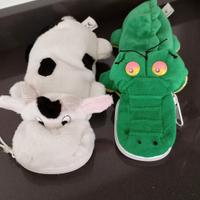 Set 2 Peluche contenitori Mucca e Coccodrillo 