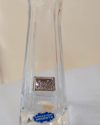Piccolo vasetto in cristallo con placca in Argento