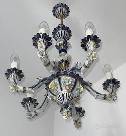 Lampadario Capodimonte Porcellana con 6 braccia