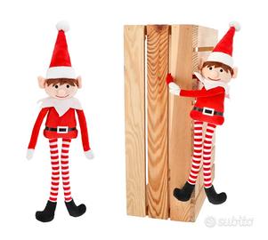 Peluche 40cm elfo Natalizio nano di babbo natale 