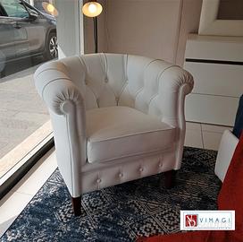 Poltrona Chesterfield capitonné pelle rossa inv