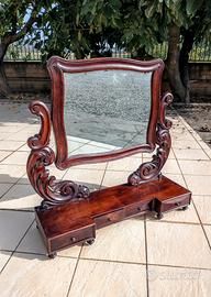 specchio specchiera in mogano con cassetti 