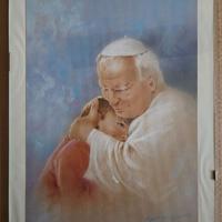 Quadretto Papa Giovanni Paolo II con bambino