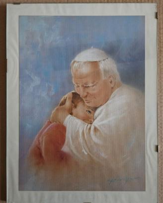 Quadretto Papa Giovanni Paolo II con bambino