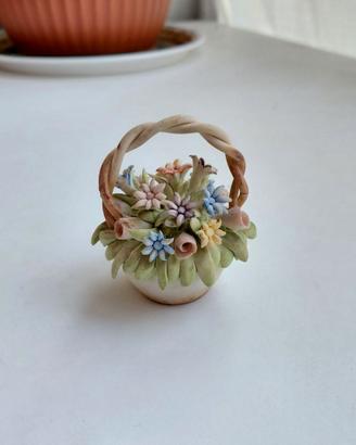 Cestello Fiori Ceramica Mollica Capodimonte