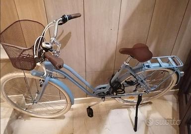 Bici città ELOPS 520 telaio basso blu jeans