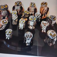 Gufi decorativi in legno