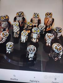 Gufi decorativi in legno