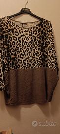 t-shirt leopardato maniche lunghe 