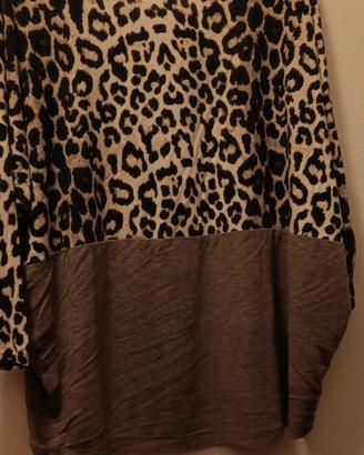 t-shirt leopardato maniche lunghe 