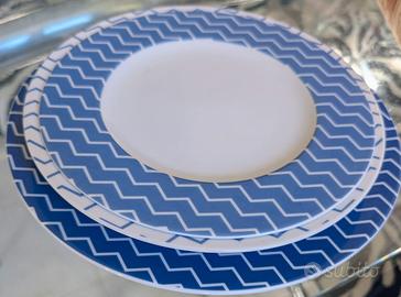 Servizio piatti Excelsa - 18 piatti bianchi e blu