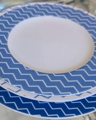 Servizio piatti Excelsa - 18 piatti bianchi e blu