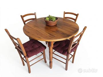 Tavolo rotondo in legno + 4 sedie