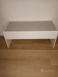 Tavolo gioco con vano contenitore, bianco/grigio. 