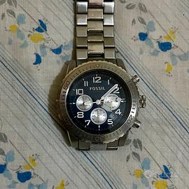 Fossil cronografo uomo acciaio quadrante blu
