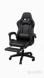 Sedia gaming per scrivania pc con poggiapiedi nera