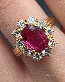 ANELLO ORO RUBINO E DIAMANTI