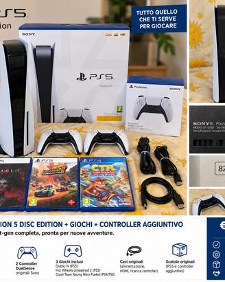 PS5 Disc Edition 825GB + 2 Controller + 3 Giochi