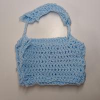 Borsetta artigianale all'uncinetto turchese