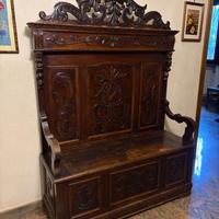 Mobile da ingresso in legno massello con panca