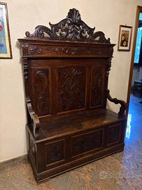 Mobile da ingresso in legno massello con panca