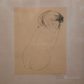 Acquaforte di Emilio Greco p. D'A 1989 Nudo Donna