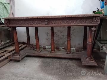 tavolo consolle in legno intagliato da restauro