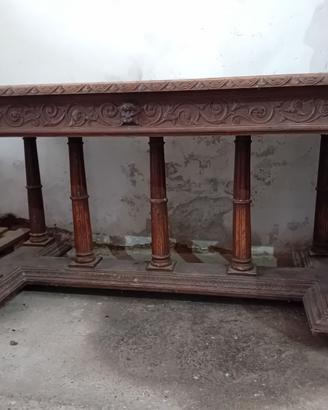 tavolo consolle in legno intagliato da restauro