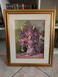 Quadro floreale olio su tela firmato Brando
