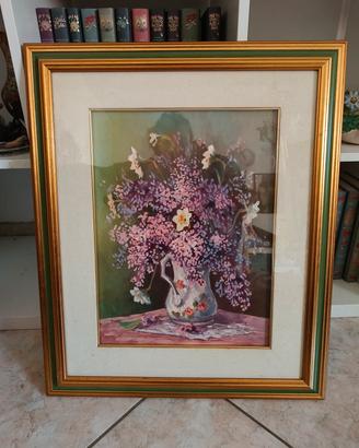 Quadro floreale olio su tela firmato Brando