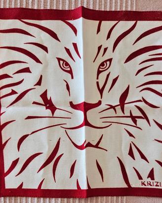 fazzoletto Krizia rosso bianco tigre