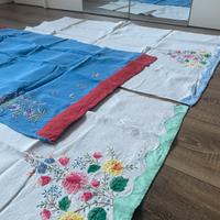 3 lenzuolini cotone ricamati a mano vintage