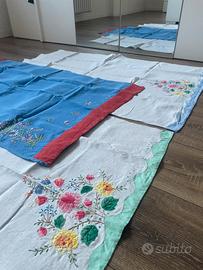 3 lenzuolini cotone ricamati a mano vintage