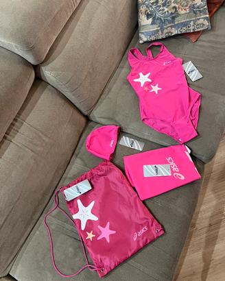 Set ASICS rosa per piscina da bambina