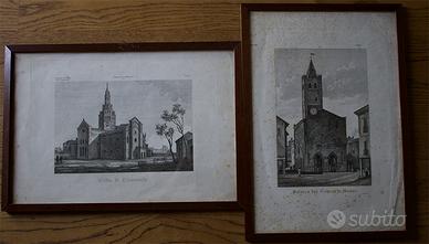 Coppia di stampe-Monza e Chiaravalle